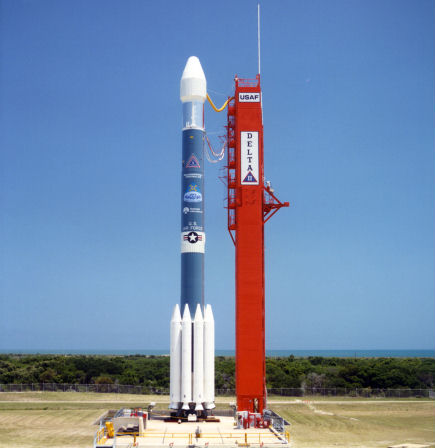 Delta II 6000 Series On Launch Pad, Photo Courtesy U.S. Air Force
