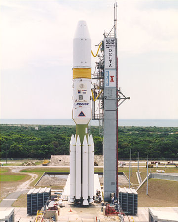 Delta III 8000 Series On Launch Pad, Photo Courtesy Boeing