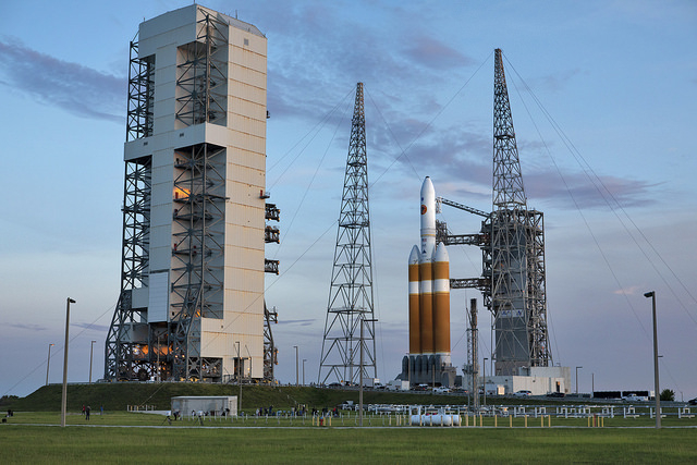 Delta IV Heavy On Launch Pad, Photo Courtesy NASA